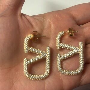 Fancy 18k gold plated with zircon earrings